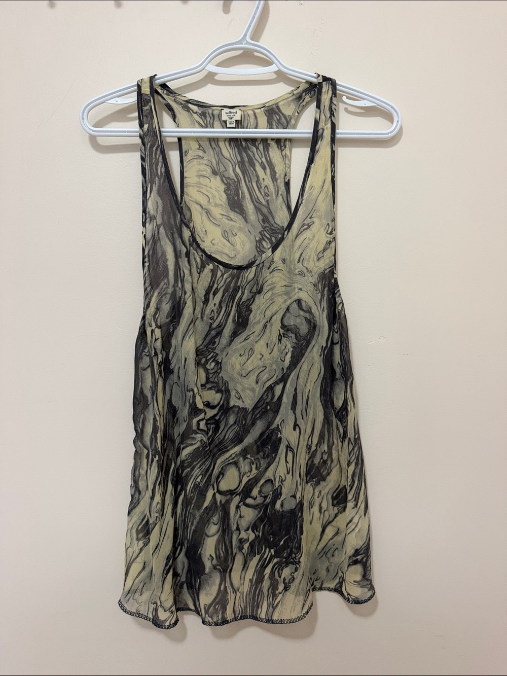 Wilfred Marble-Print Racerback Tank - Black & Cream
